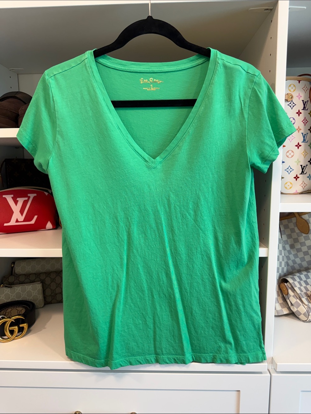 Lilly Pulitzer Meredith Bright Green V-Neck Short Sleeve Tee